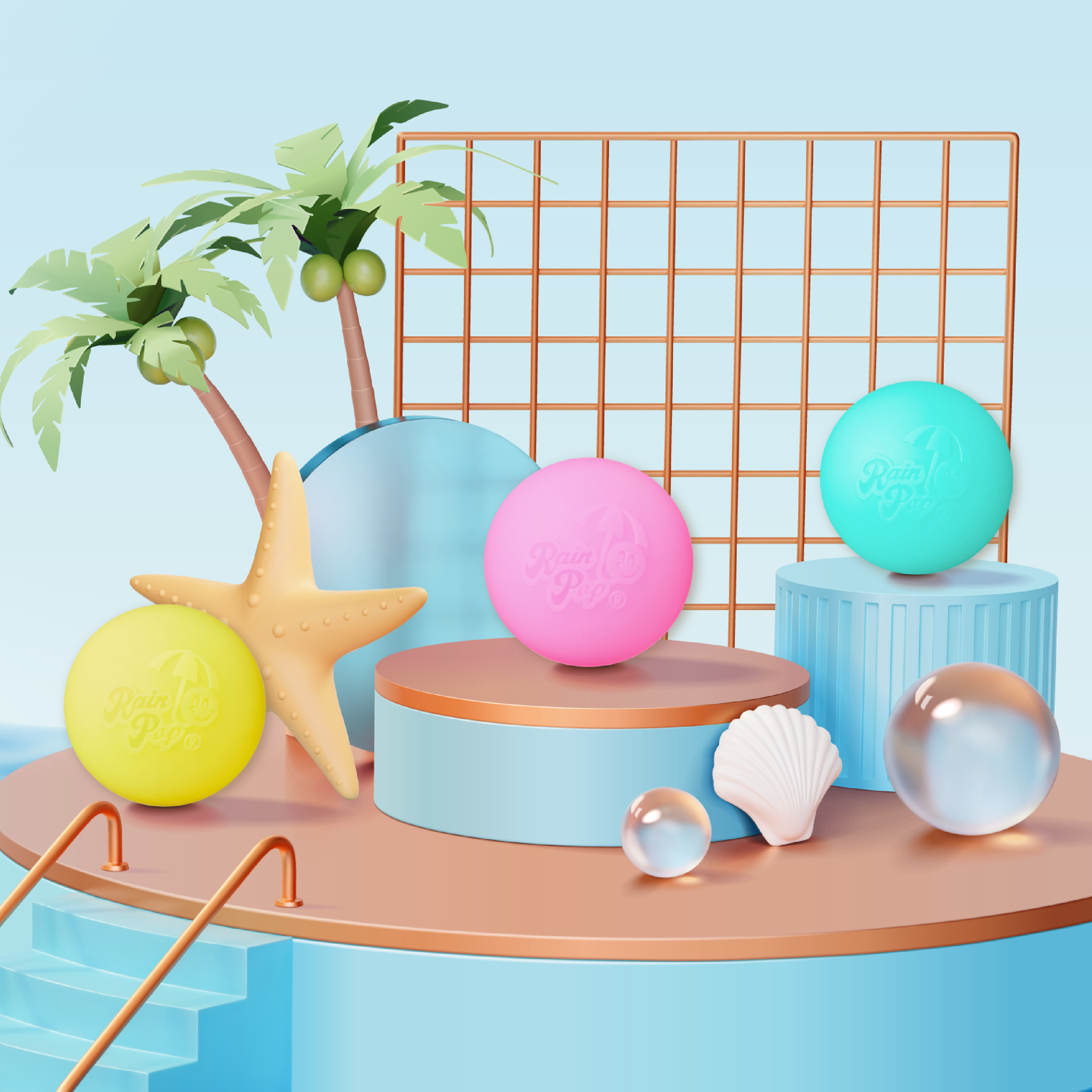 RainPop-Pink,Yellow,Mint 3色Set